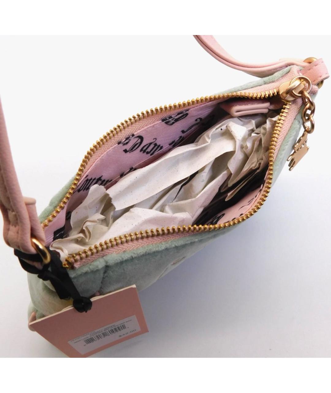 JUICY COUTURE Бирюзовая бархатная сумка через плечо, фото 4
