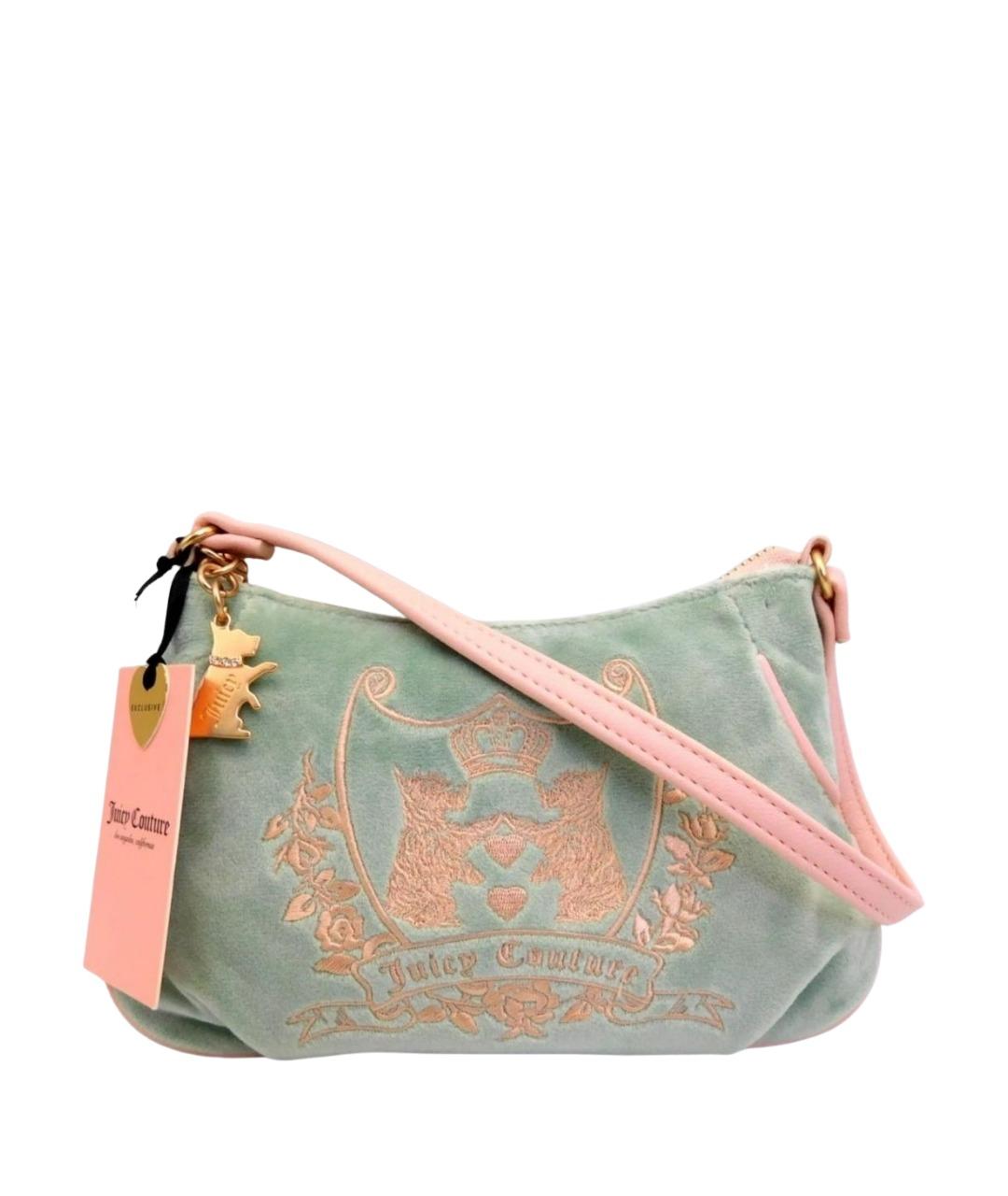 JUICY COUTURE Бирюзовая бархатная сумка через плечо, фото 1