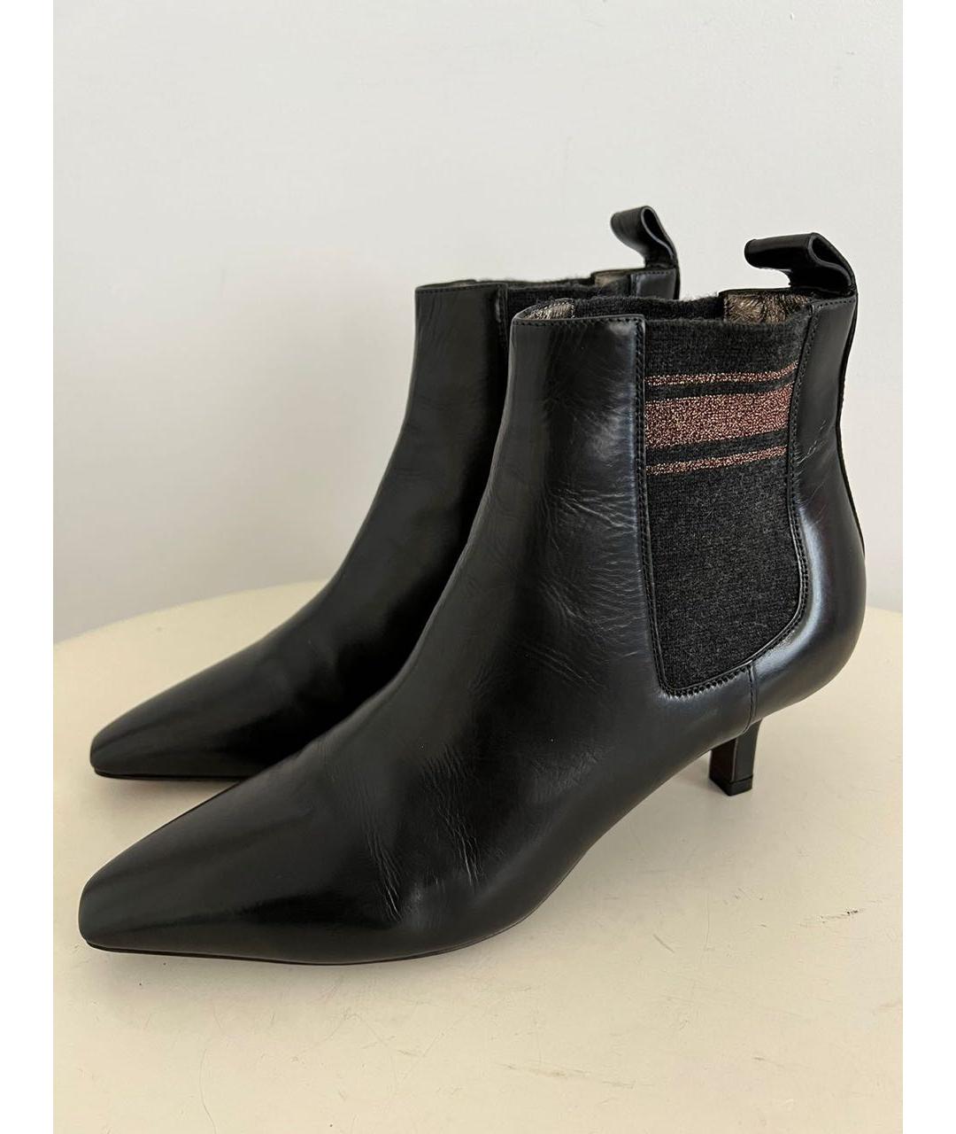 BRUNELLO CUCINELLI Черные кожаные ботильоны, фото 5