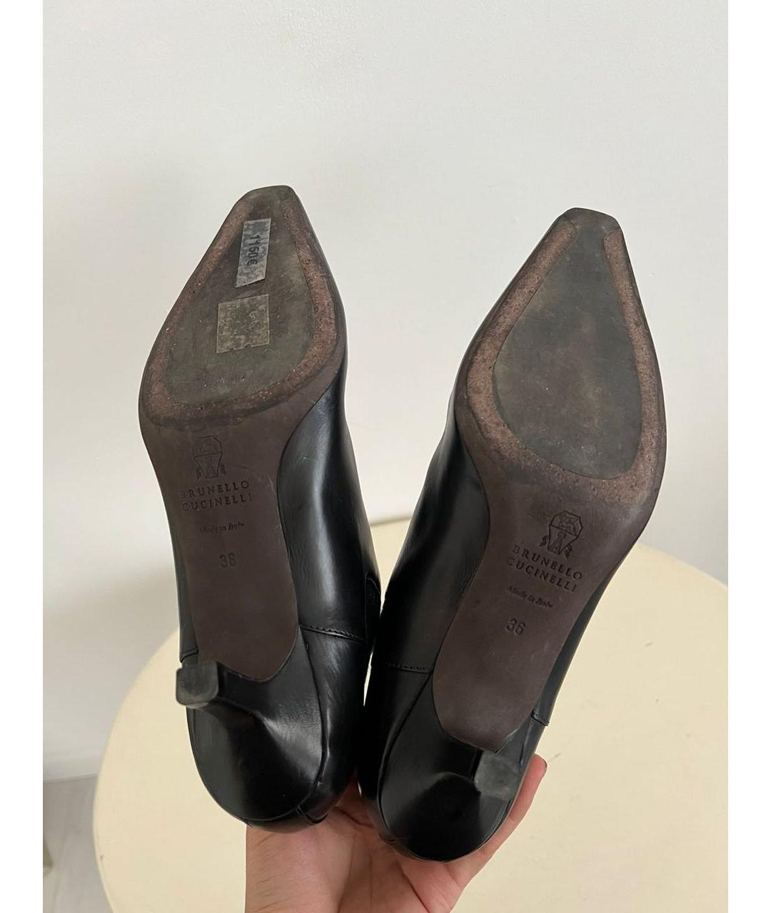 BRUNELLO CUCINELLI Черные кожаные ботильоны, фото 7