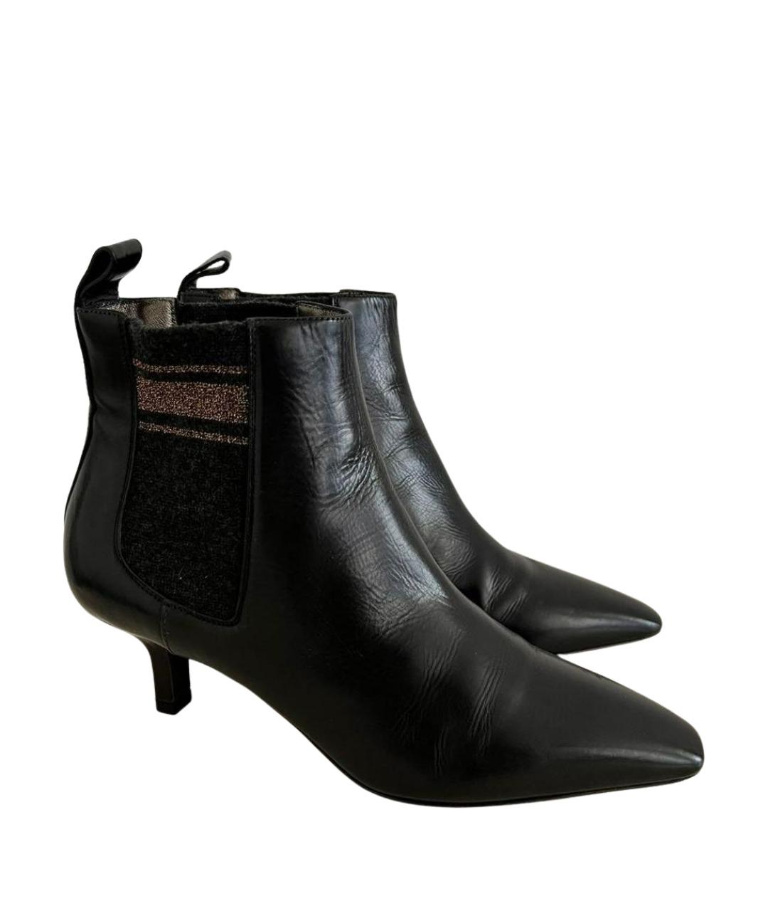 BRUNELLO CUCINELLI Черные кожаные ботильоны, фото 1
