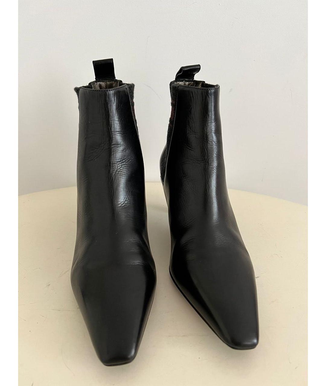 BRUNELLO CUCINELLI Черные кожаные ботильоны, фото 4
