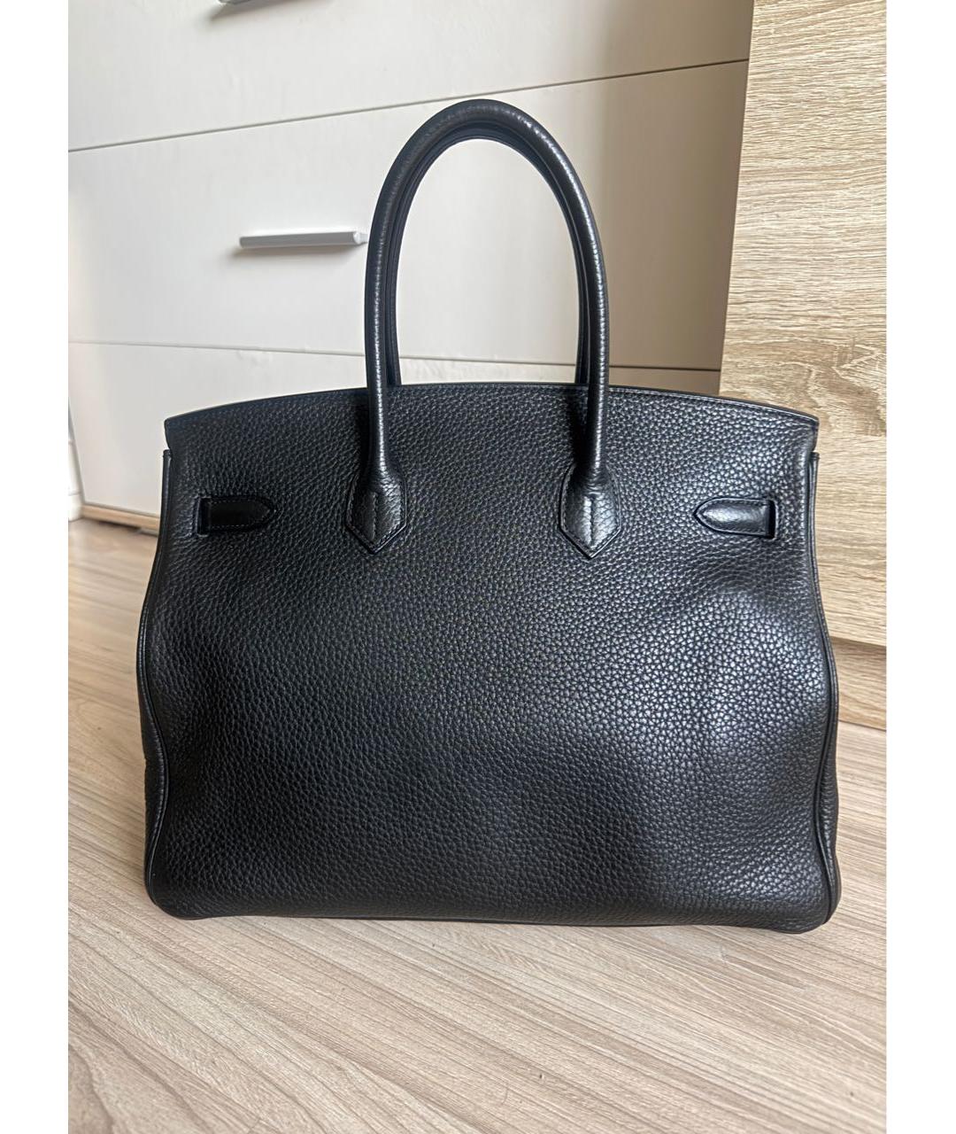 HERMES Черная кожаная сумка с короткими ручками, фото 2