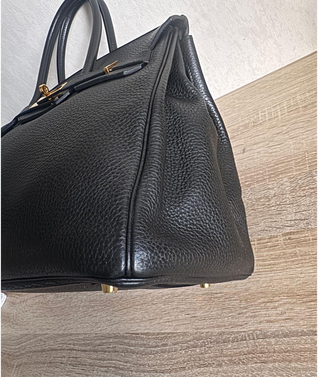 HERMES Черная кожаная сумка с короткими ручками, фото 3