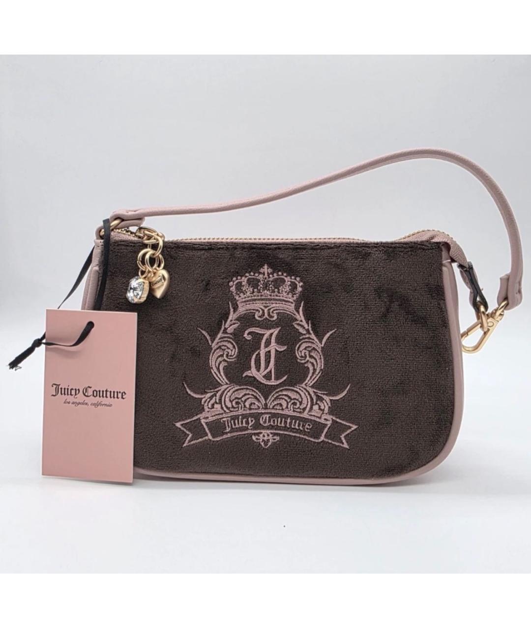 JUICY COUTURE Коричневая бархатная сумка через плечо, фото 4