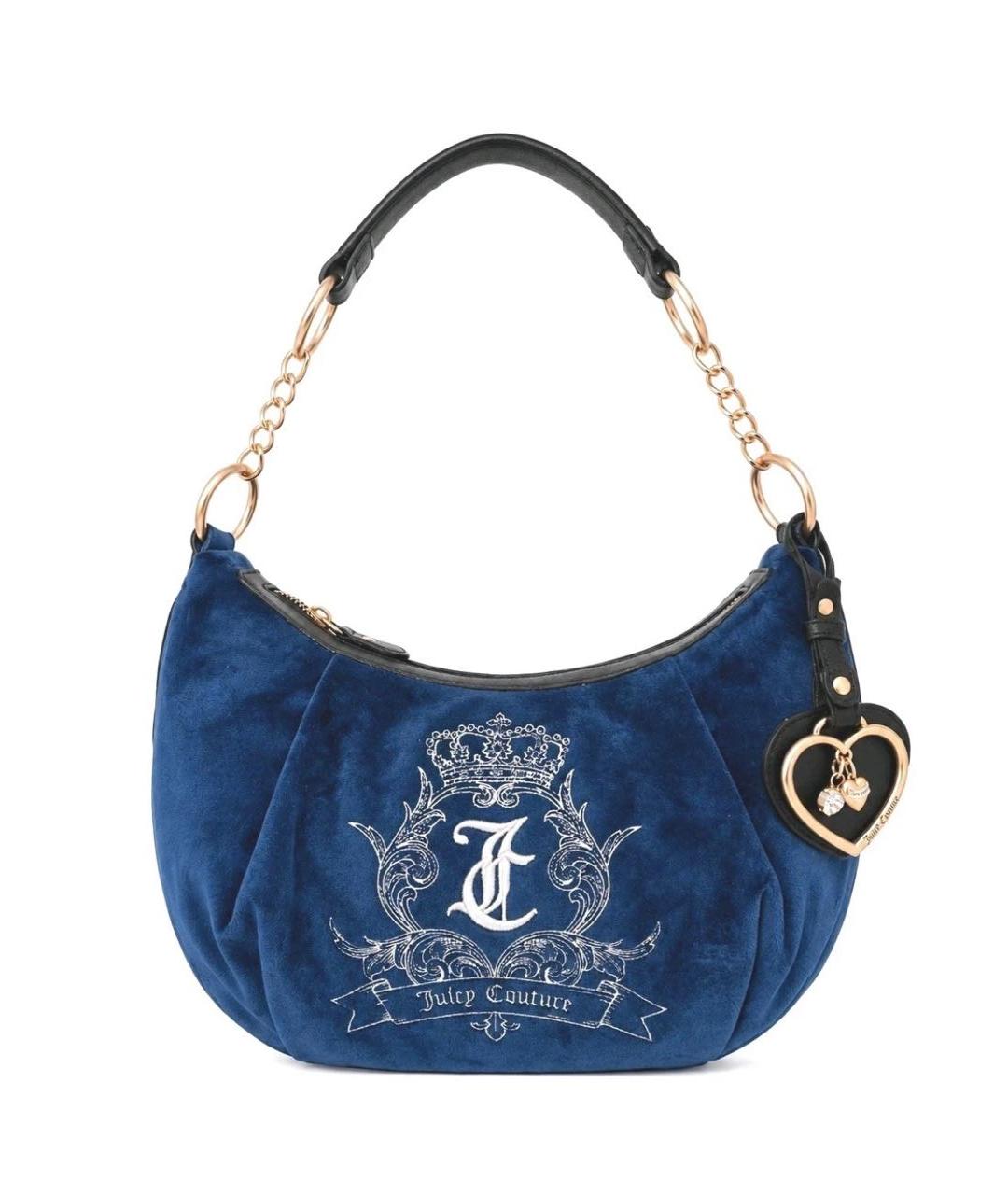 JUICY COUTURE Темно-синяя бархатная сумка через плечо, фото 1