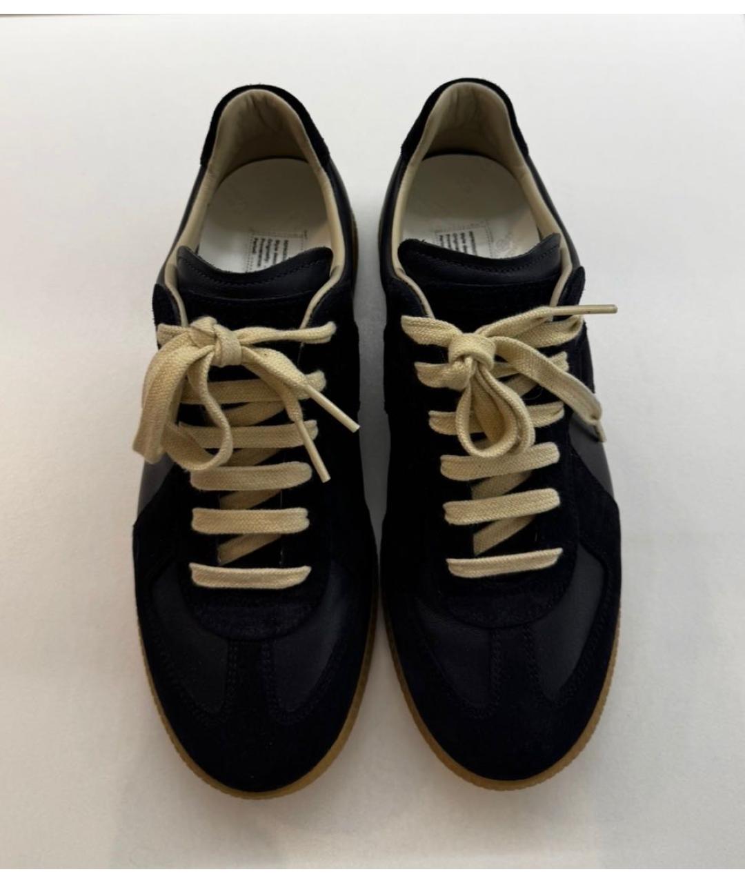 MAISON MARGIELA Синие кожаные кеды, фото 2
