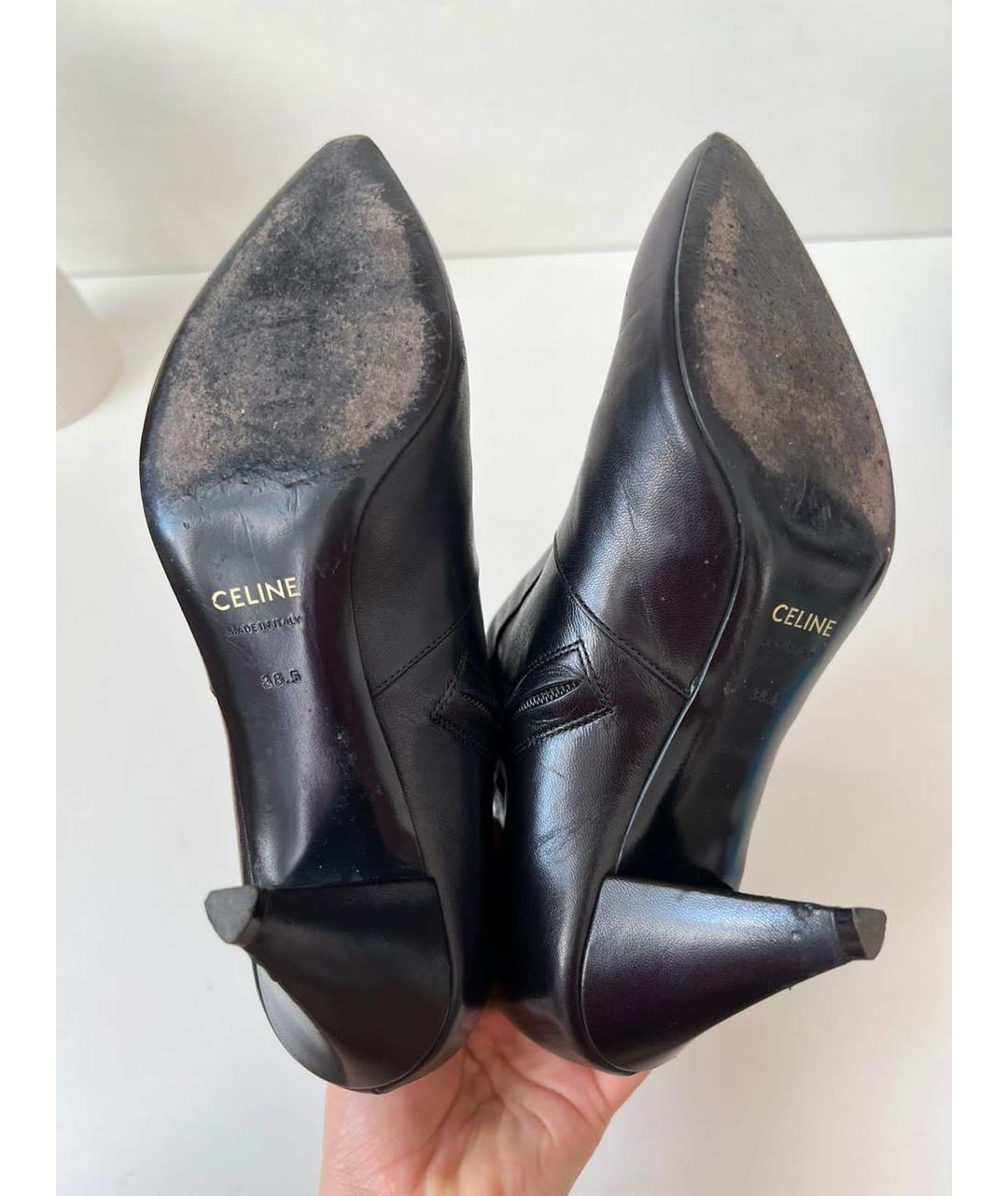 CELINE Черные кожаные ботильоны, фото 7