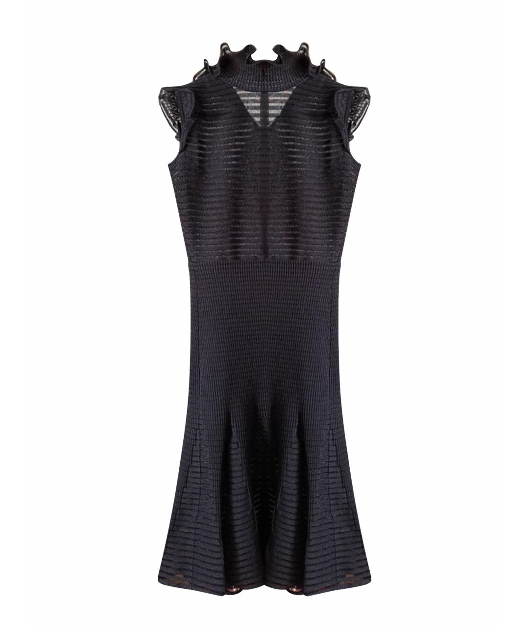 ALEXANDER MCQUEEN Черное шелковое коктейльное платье, фото 1