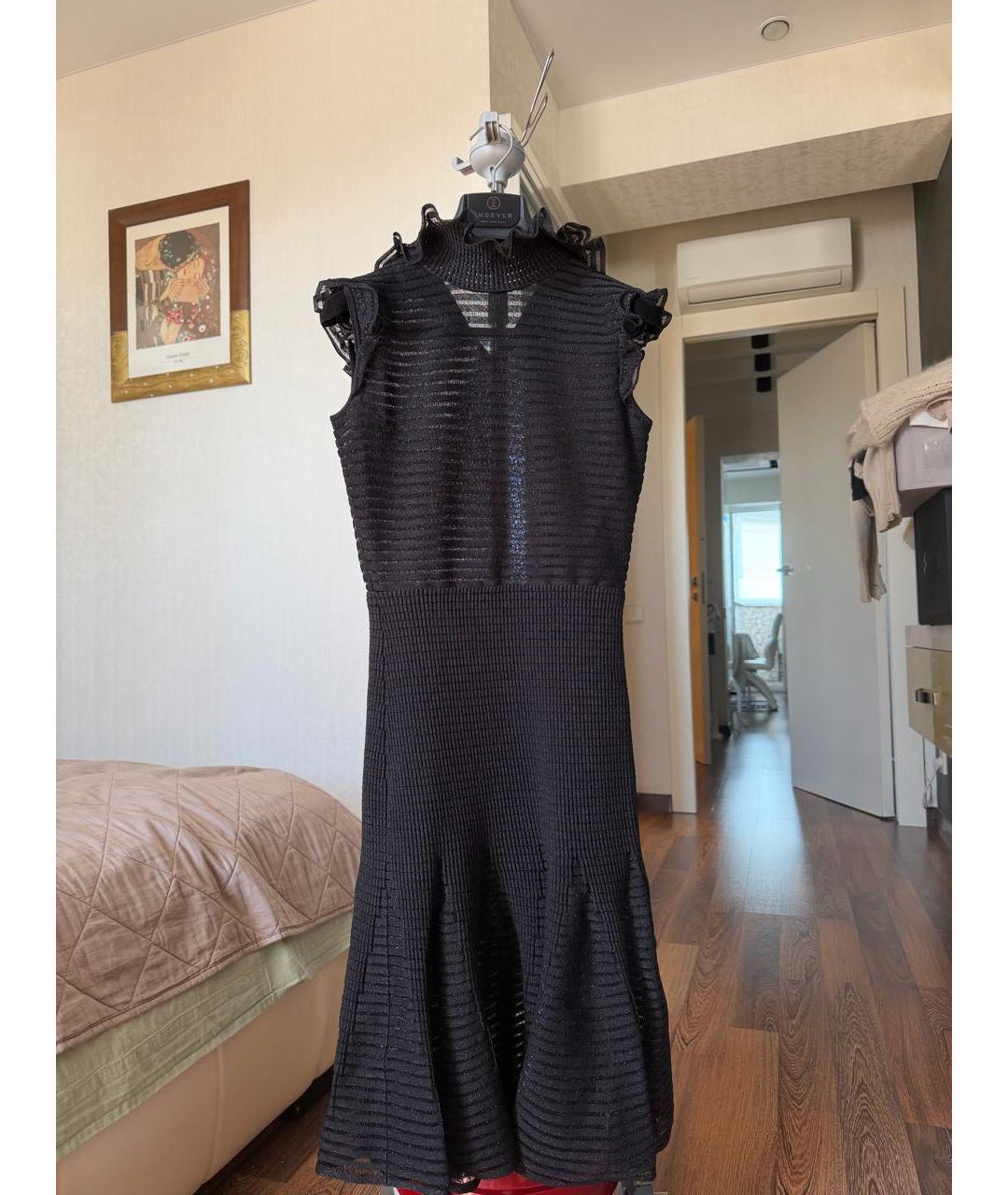 ALEXANDER MCQUEEN Черное шелковое коктейльное платье, фото 5