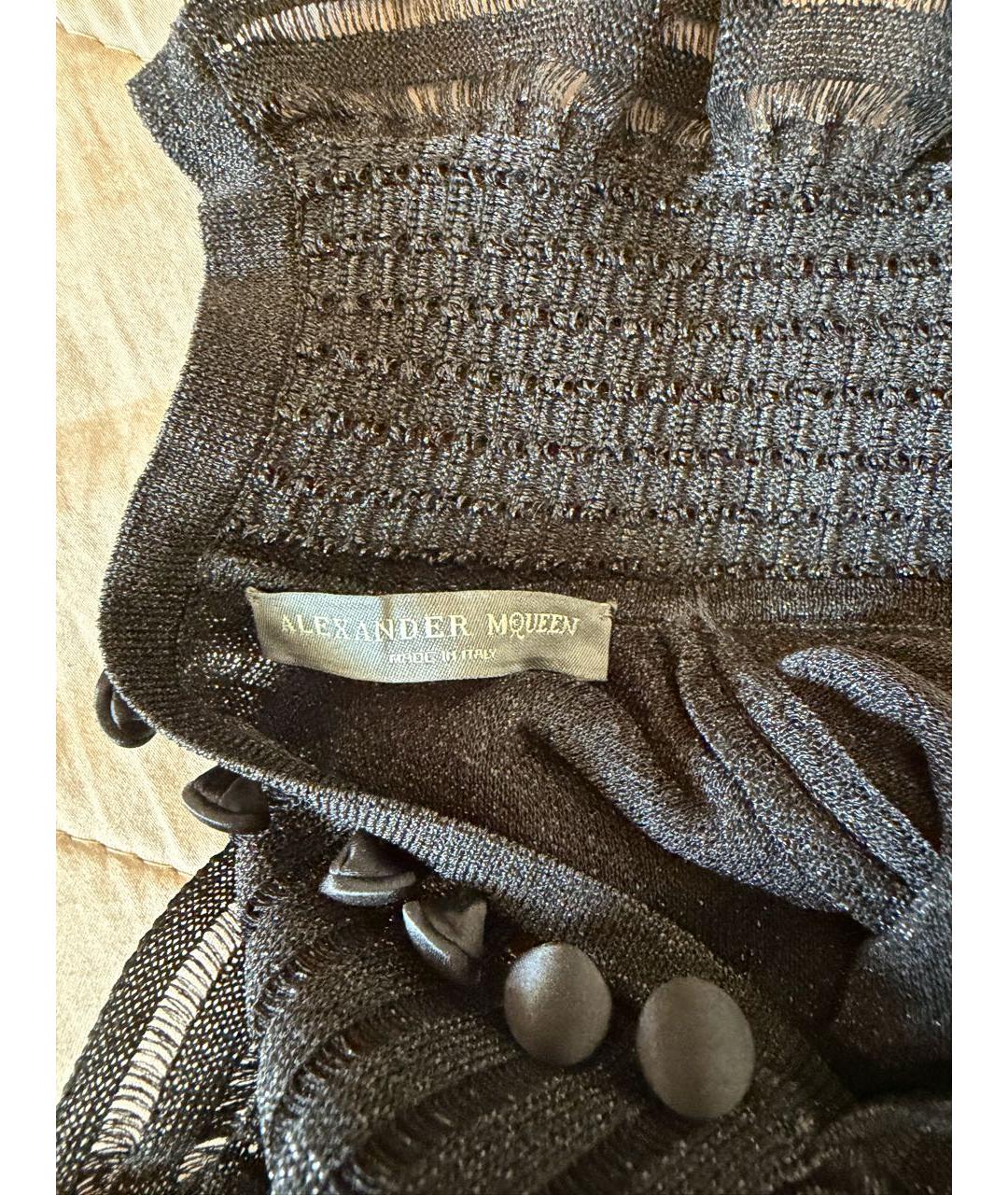 ALEXANDER MCQUEEN Черное шелковое коктейльное платье, фото 3
