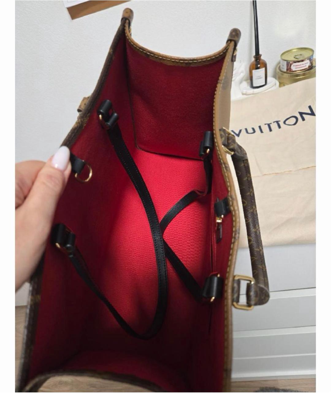 LOUIS VUITTON Коричневая сумка тоут из канвы, фото 3