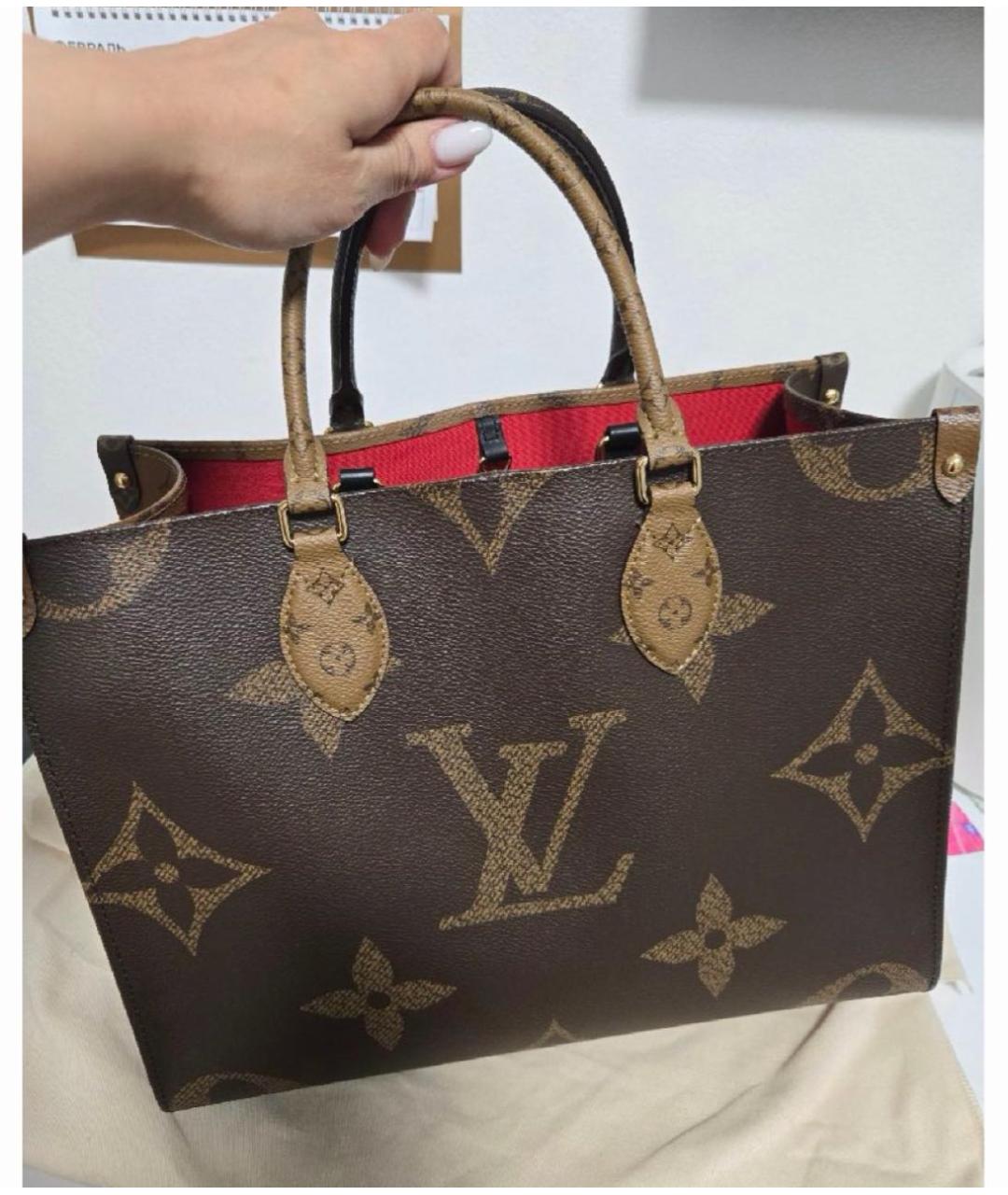 LOUIS VUITTON Коричневая сумка тоут из канвы, фото 4