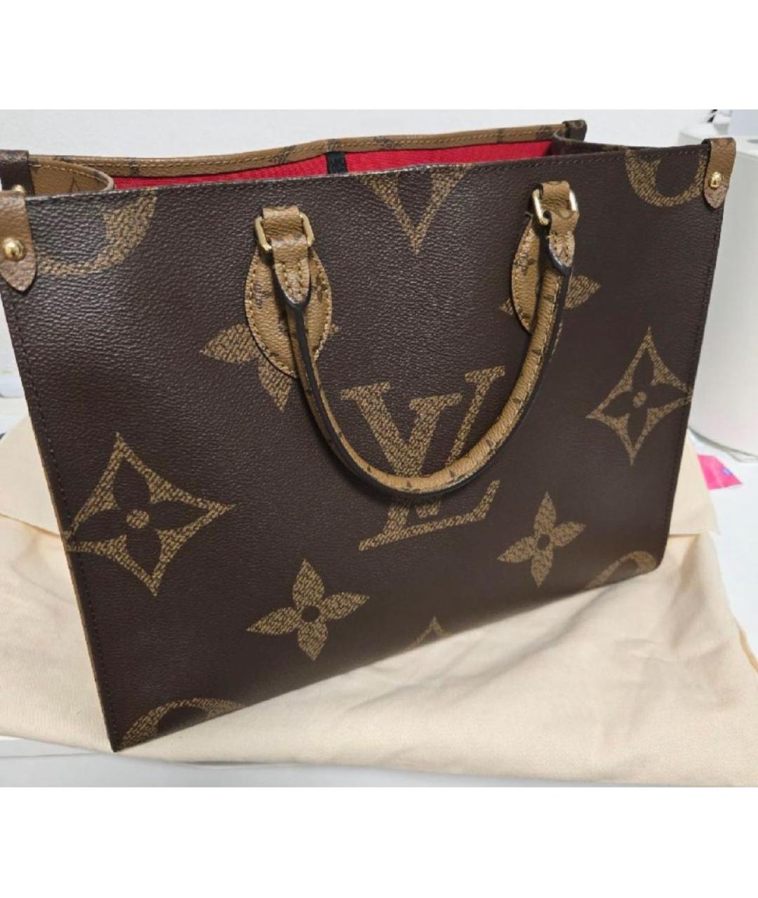 LOUIS VUITTON Коричневая сумка тоут из канвы, фото 7