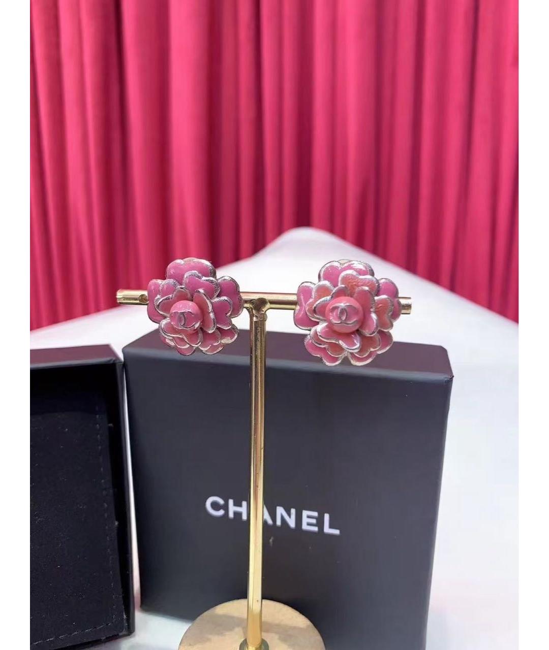 CHANEL Розовые металлические серьги, фото 5