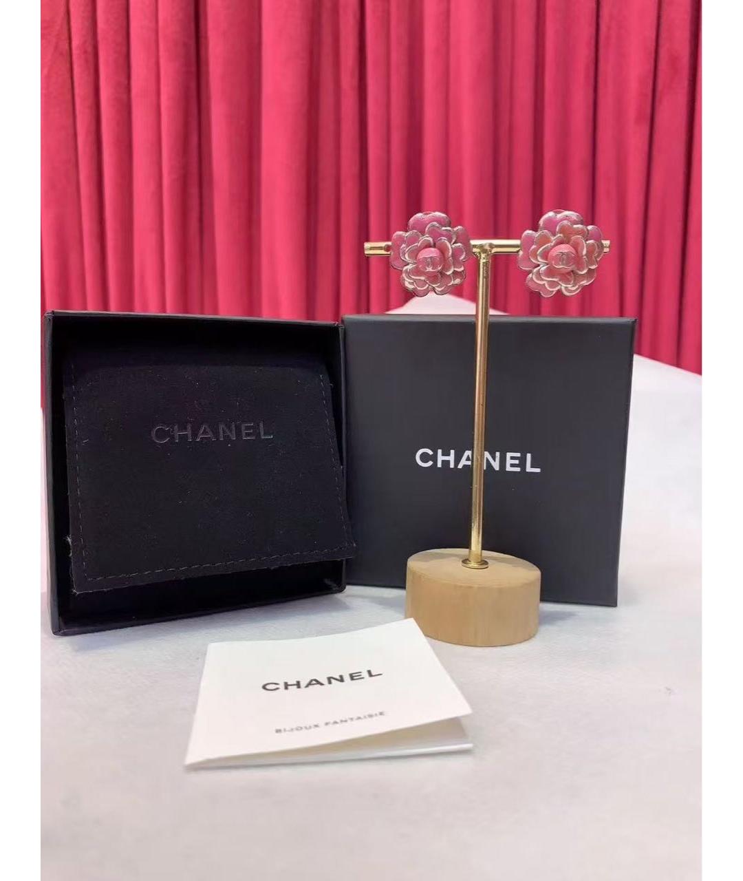 CHANEL Розовые металлические серьги, фото 3