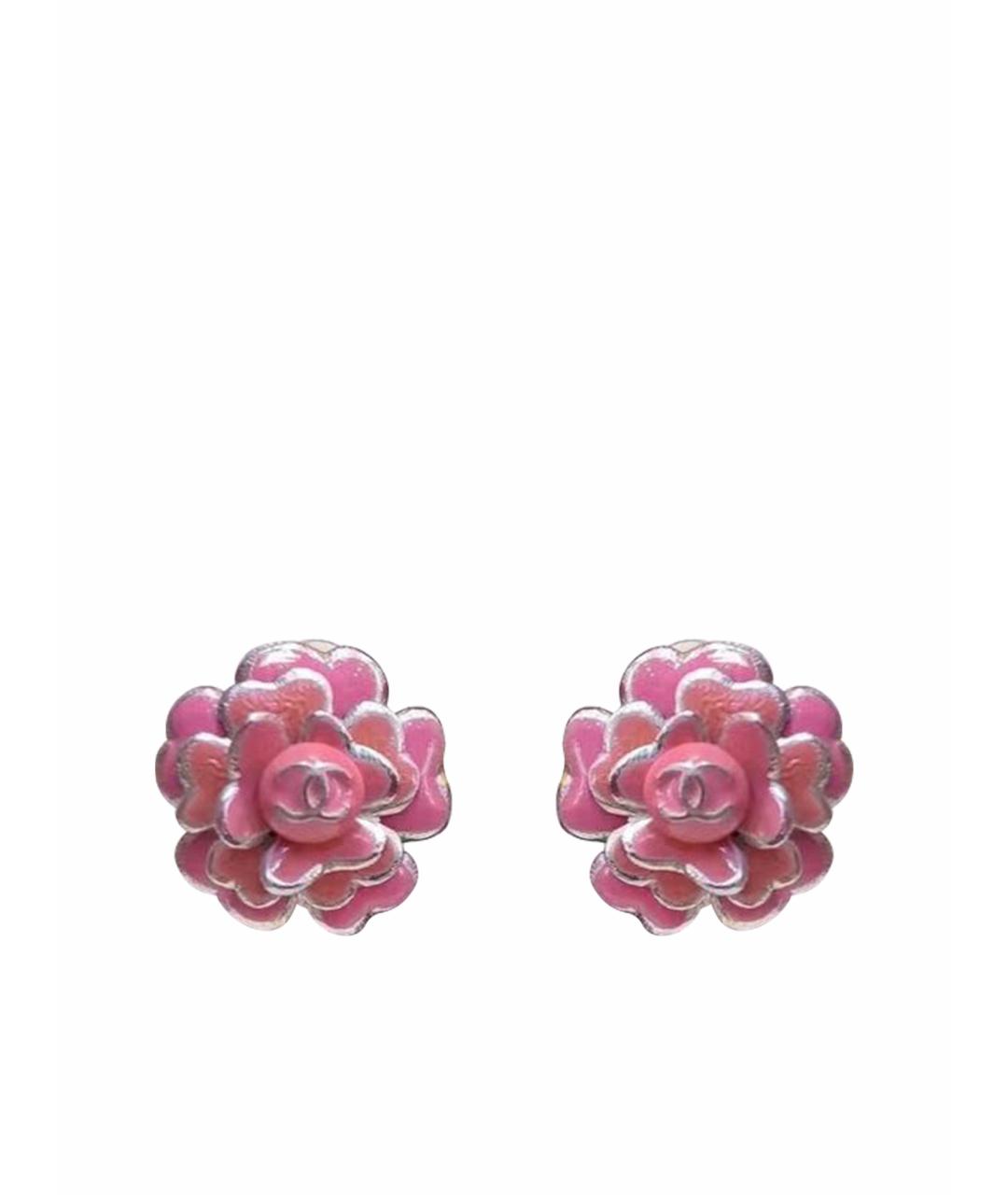 CHANEL Розовые металлические серьги, фото 1