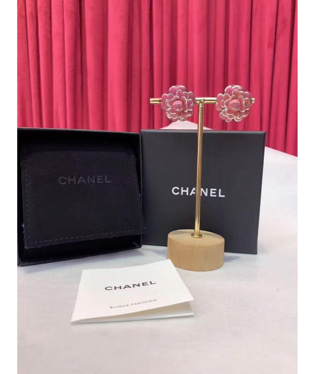 CHANEL Розовые металлические серьги, фото 2