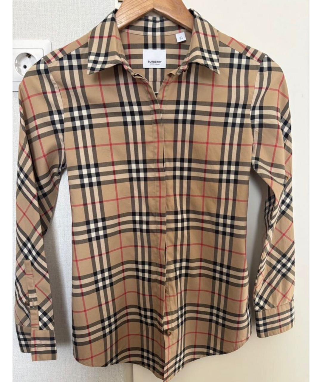 BURBERRY Бежевая хлопковая рубашка, фото 5