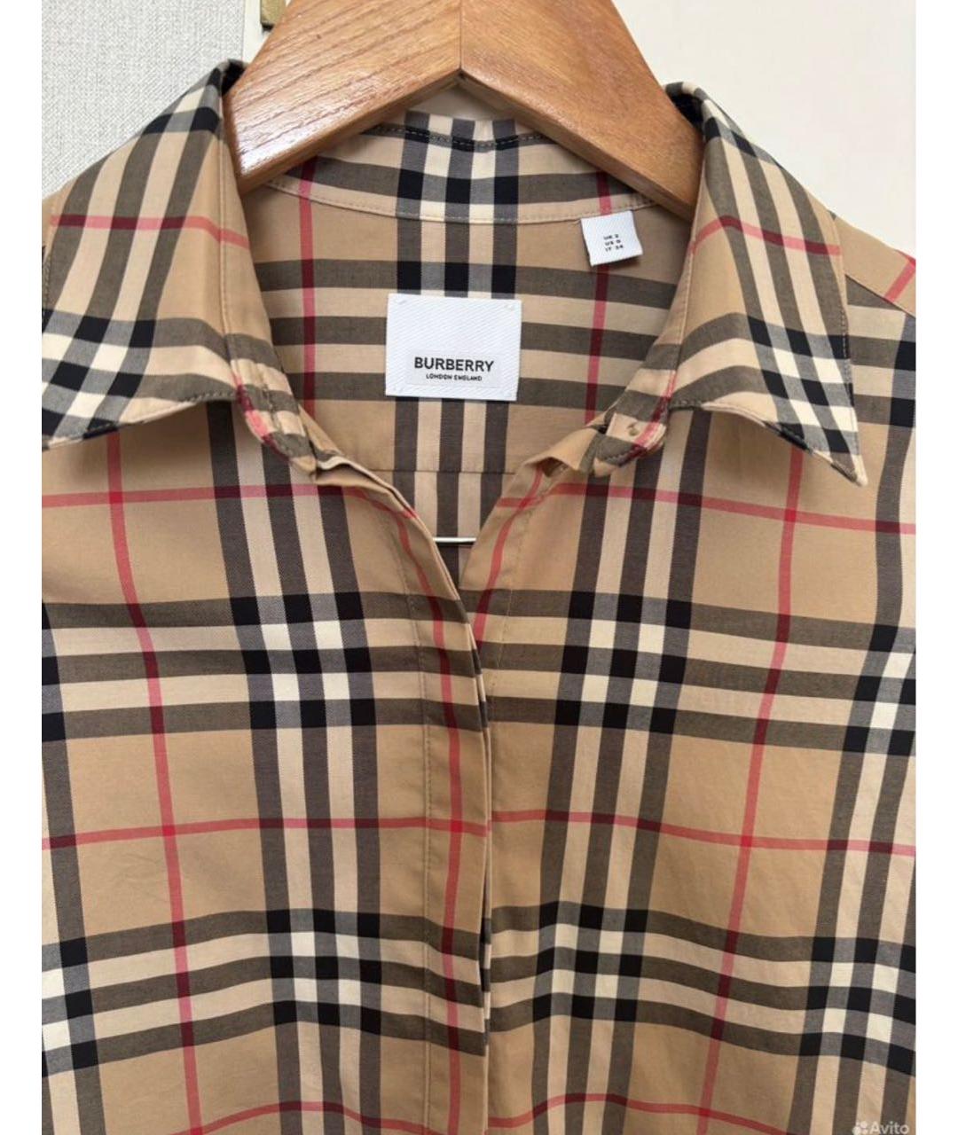 BURBERRY Бежевая хлопковая рубашка, фото 3