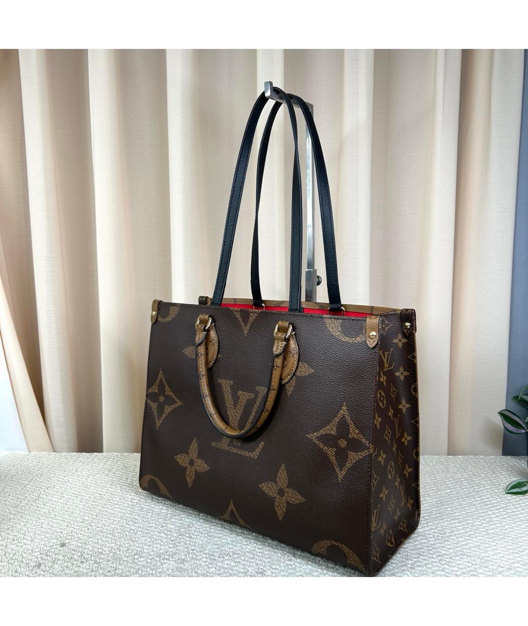 LOUIS VUITTON Коричневая сумка тоут из канвы, фото 5