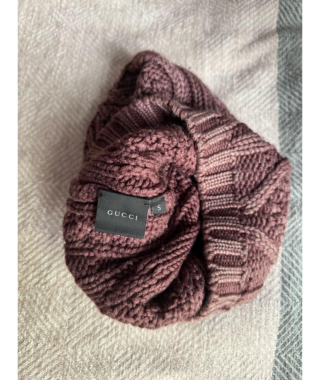 GUCCI Бордовая шерстяная шапка, фото 3