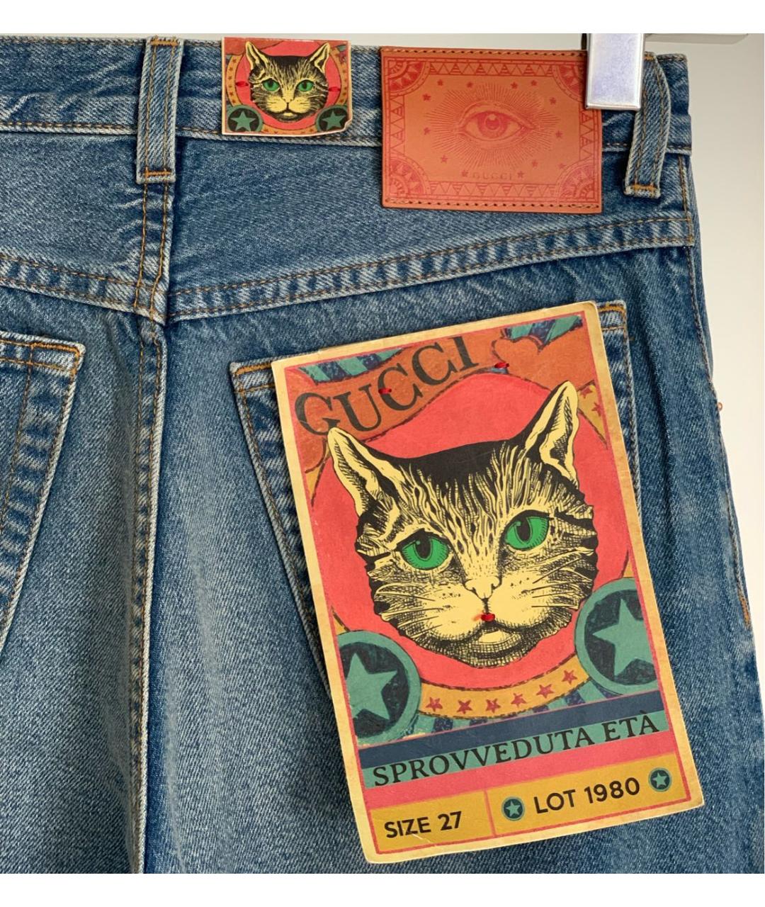 GUCCI Синие хлопковые джинсы клеш, фото 6