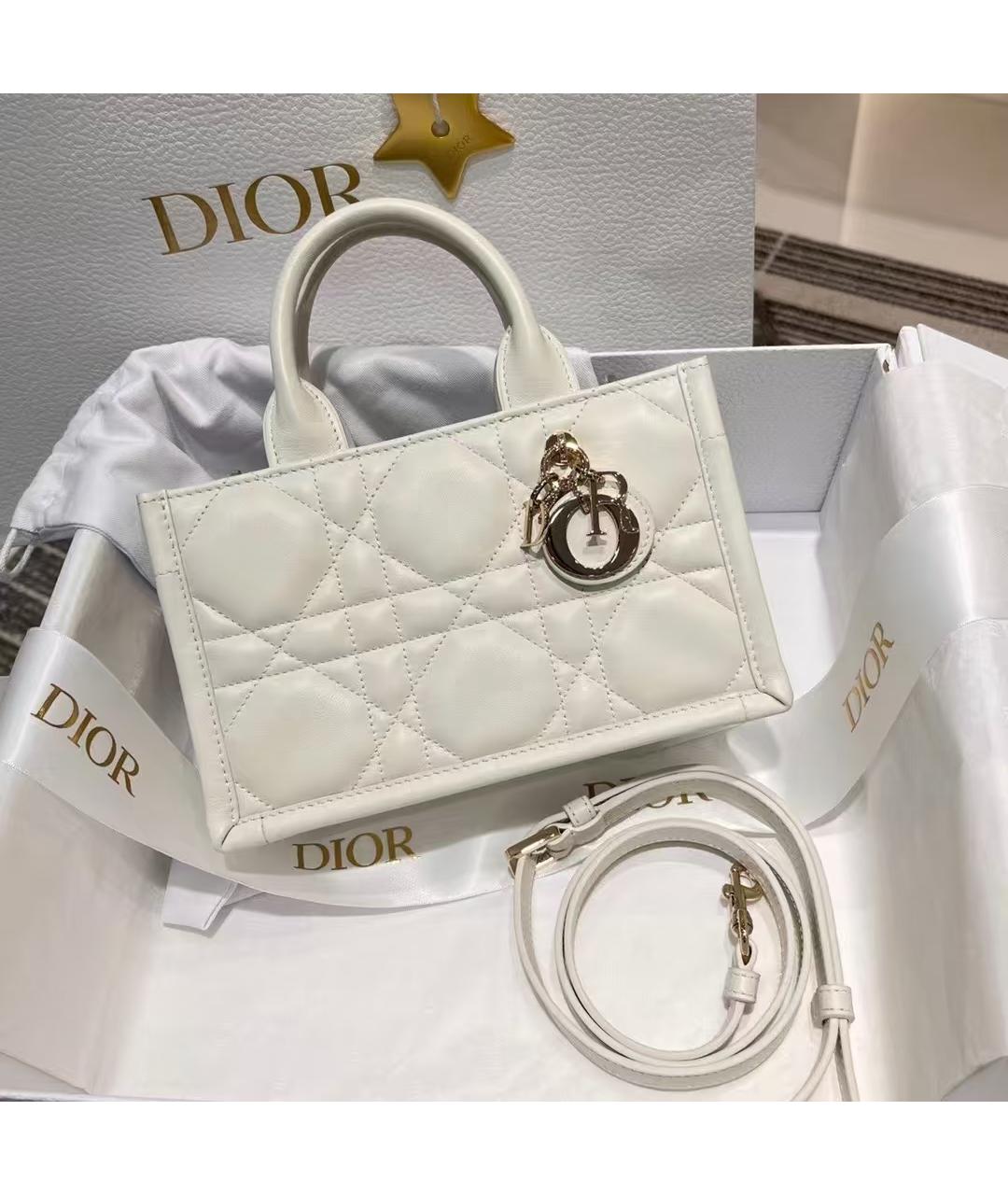 CHRISTIAN DIOR Белая кожаная сумка через плечо, фото 2