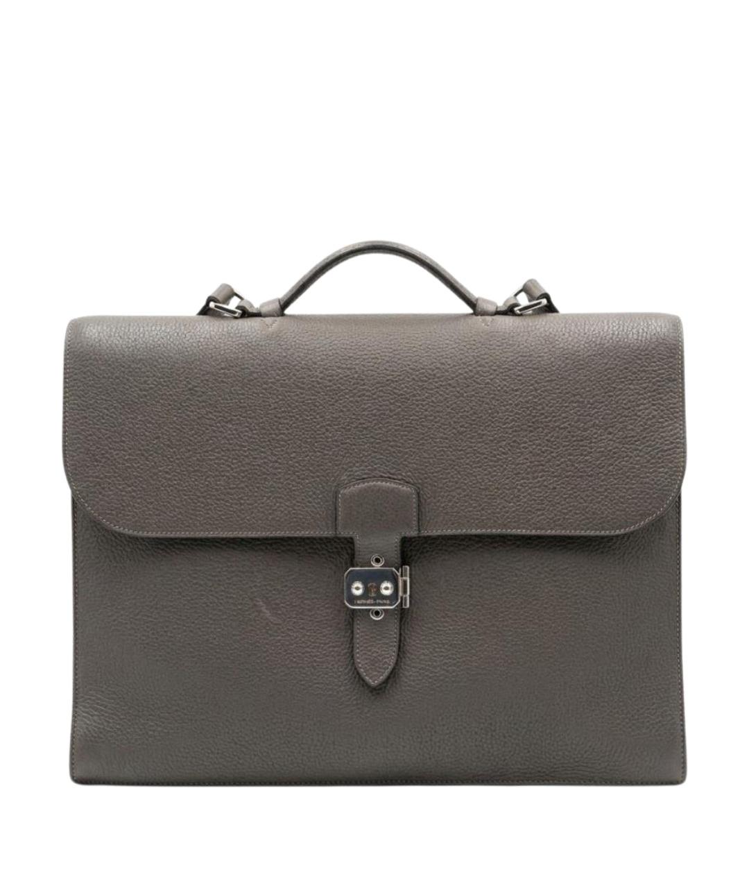 HERMES Коричневый кожаный портфель, фото 1