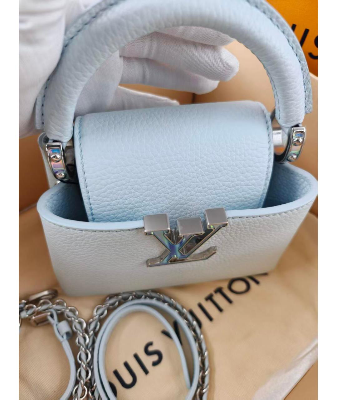 LOUIS VUITTON Голубая кожаная сумка через плечо, фото 4