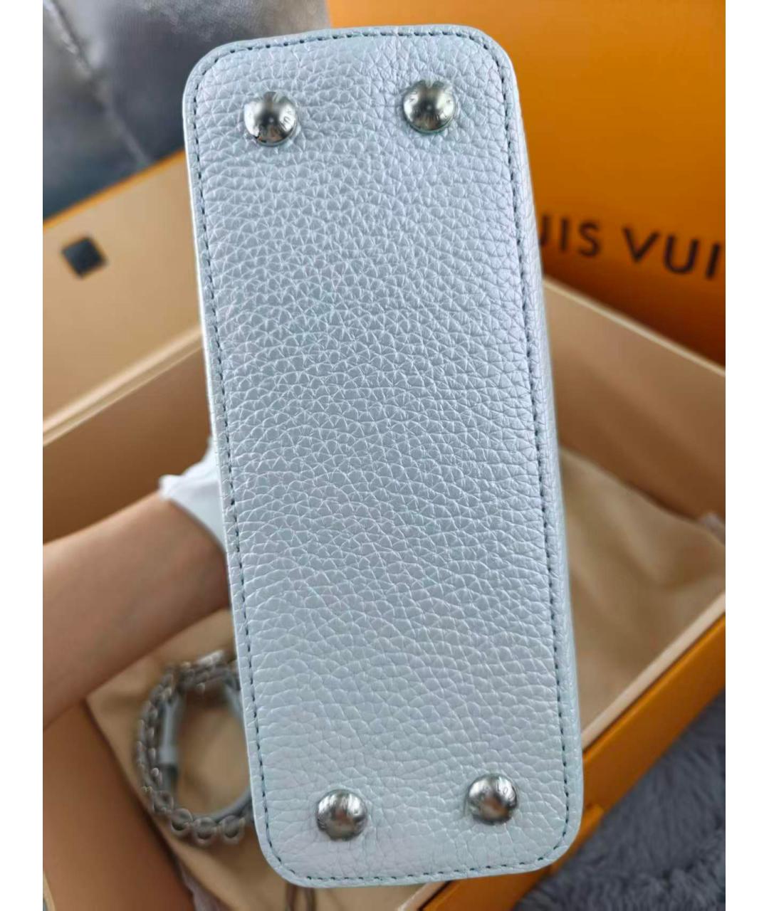 LOUIS VUITTON Голубая кожаная сумка через плечо, фото 5