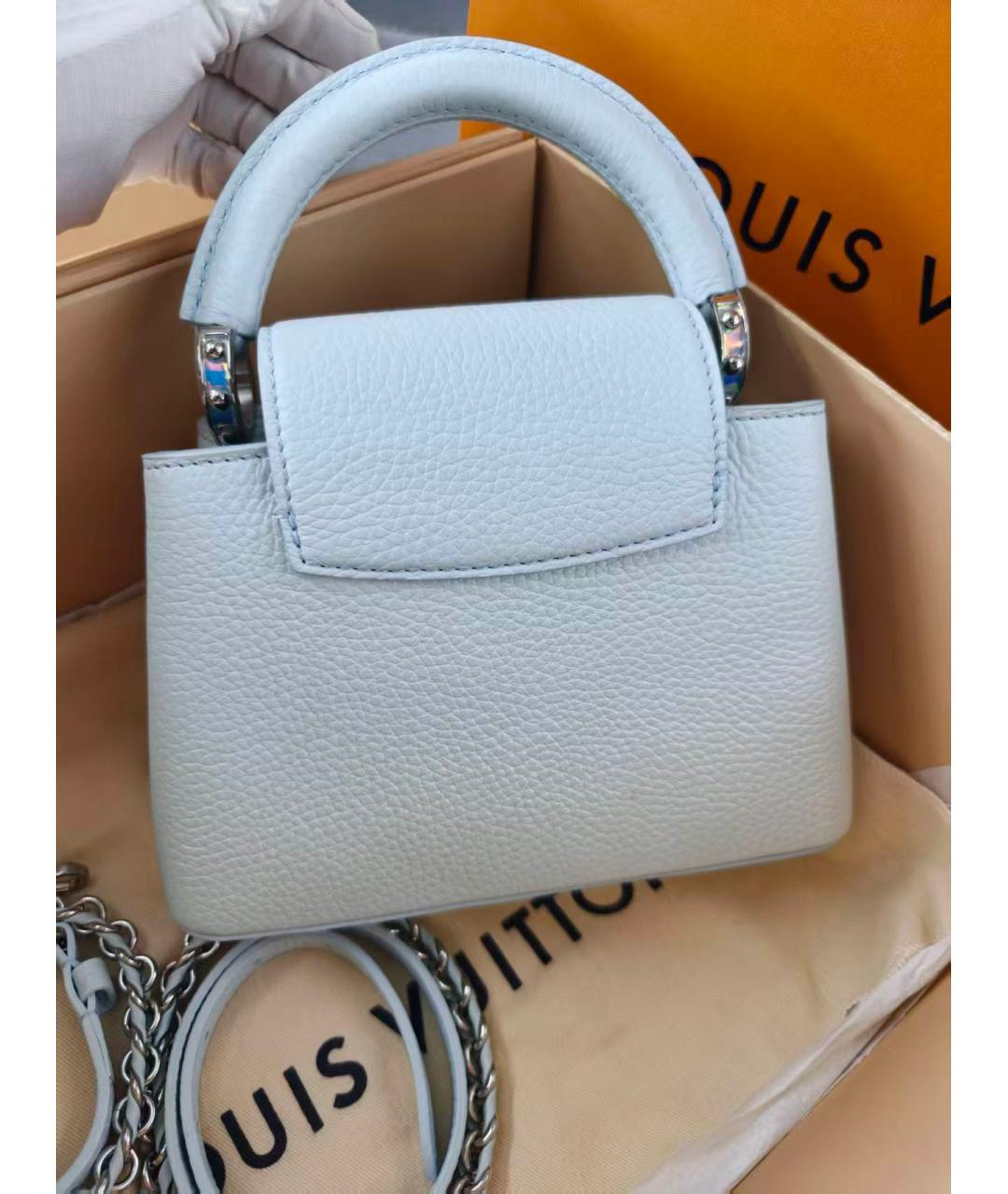 LOUIS VUITTON Голубая кожаная сумка через плечо, фото 3