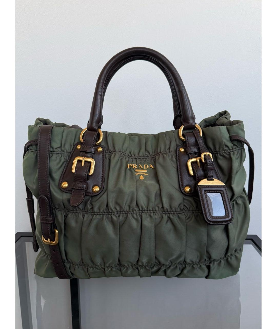 PRADA Зеленая нейлоновая сумка через плечо, фото 2