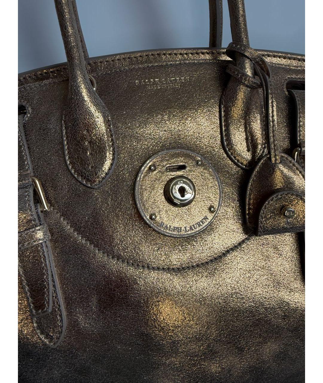RALPH LAUREN Золотая кожаная сумка с короткими ручками, фото 4