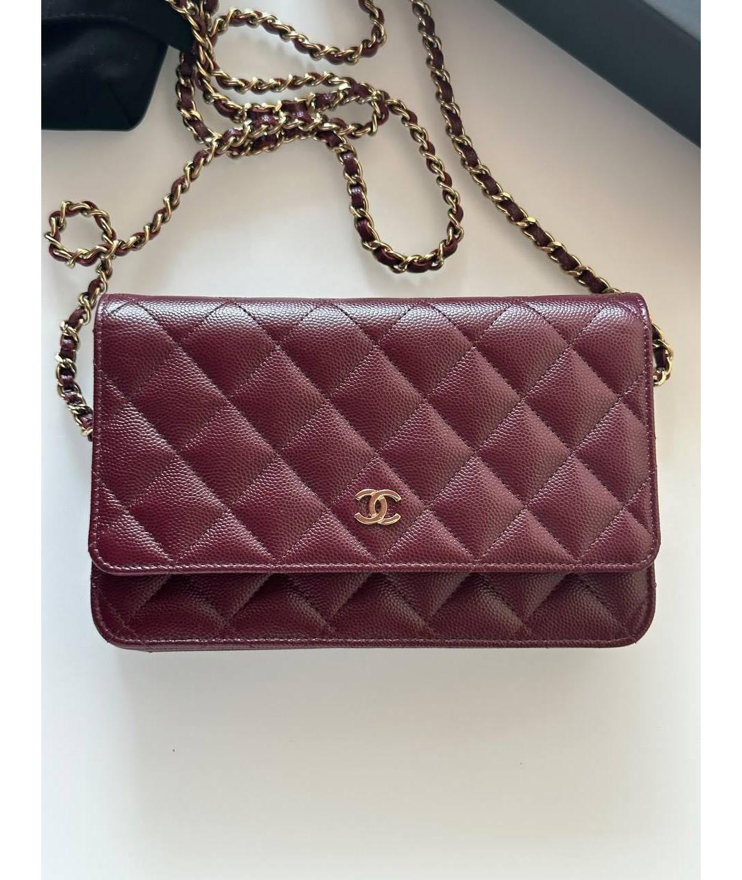 CHANEL Бордовая кожаная сумка через плечо, фото 3