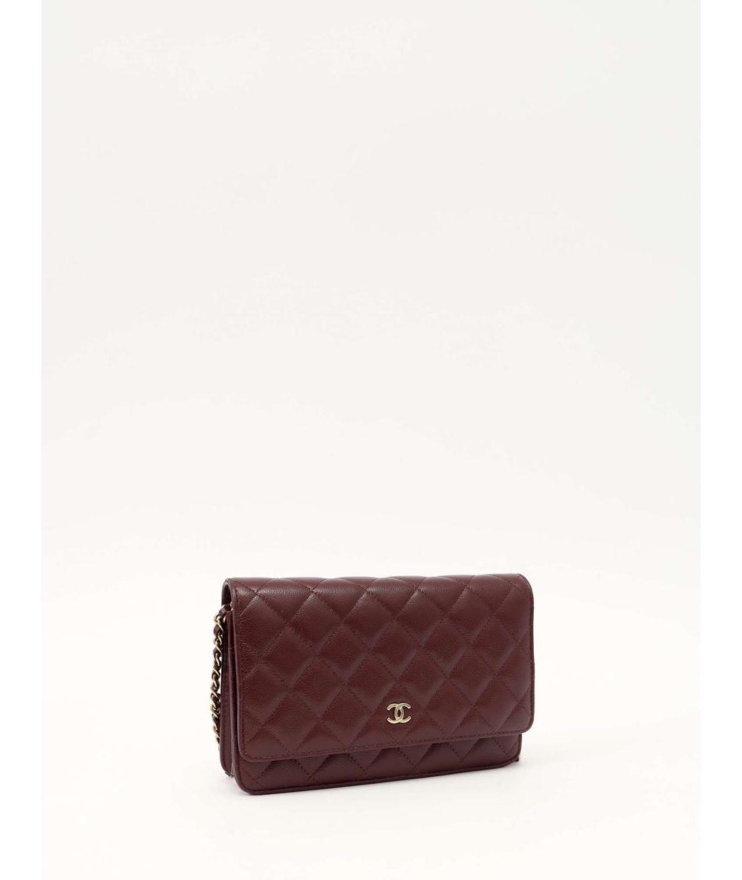 CHANEL Бордовая кожаная сумка через плечо, фото 2