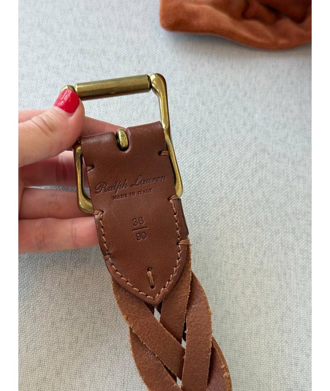 RALPH LAUREN Коричневый кожаный ремень, фото 2