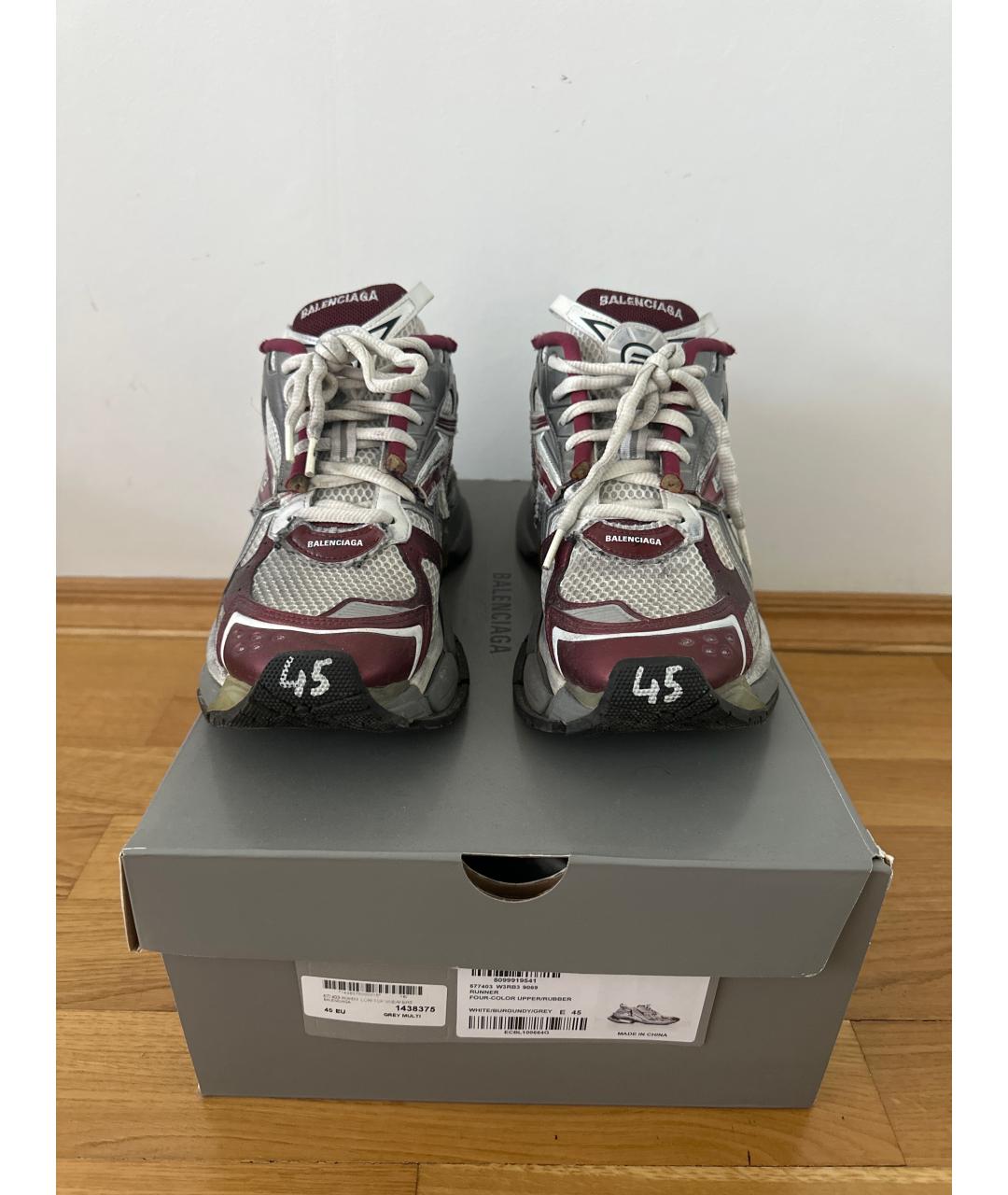 BALENCIAGA Бордовые резиновые высокие кроссовки / кеды, фото 2