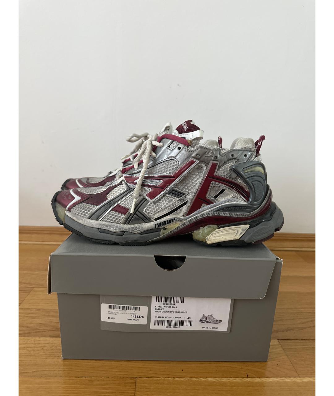 BALENCIAGA Бордовые резиновые высокие кроссовки / кеды, фото 8