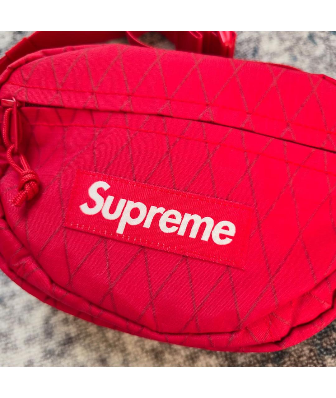 SUPREME Красная нейлоновая поясная сумка, фото 4