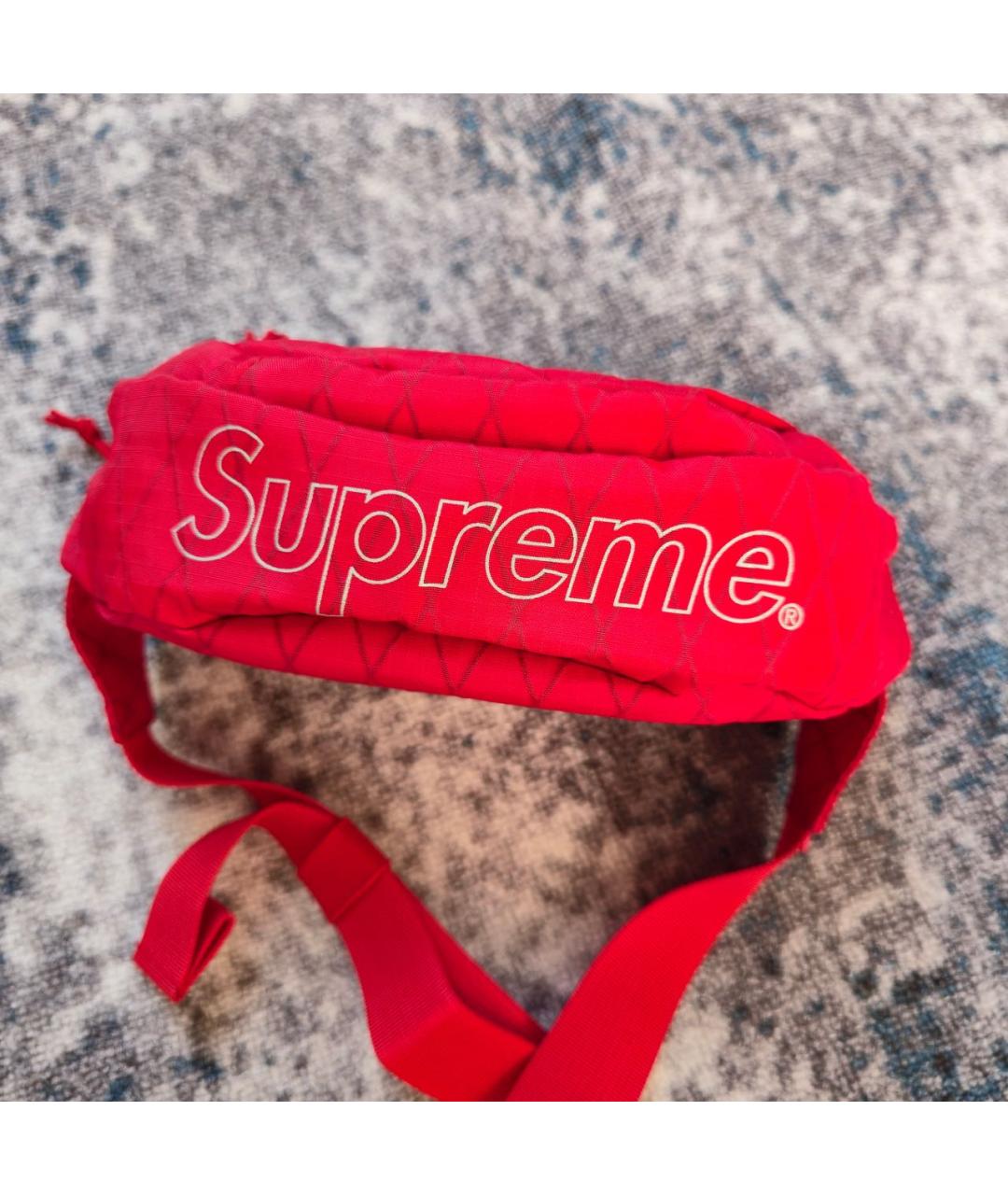 SUPREME Красная нейлоновая поясная сумка, фото 3