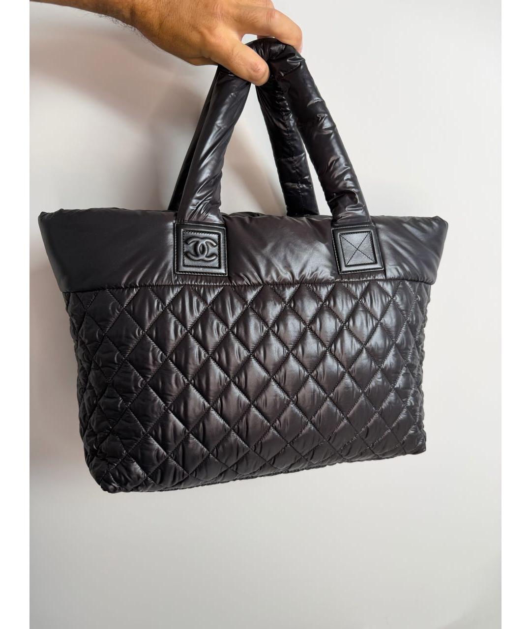 CHANEL Черная нейлоновая сумка с короткими ручками, фото 4