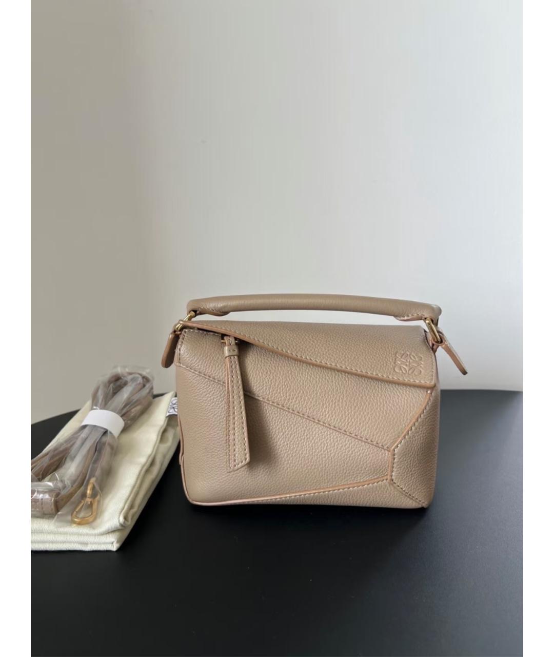 LOEWE Бежевая кожаная сумка через плечо, фото 3