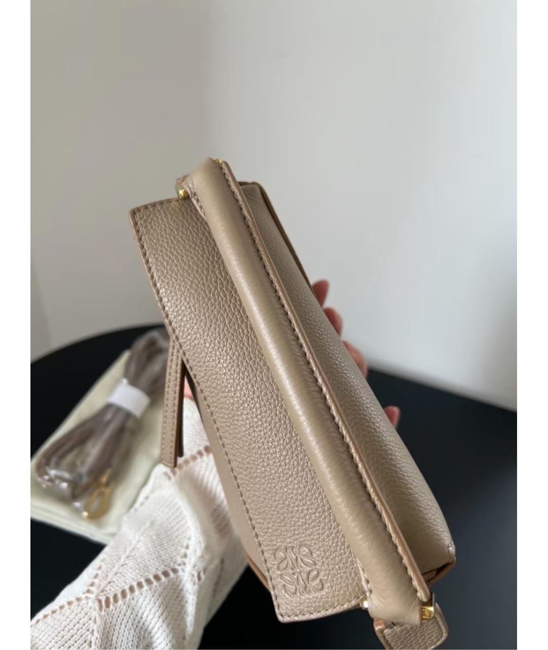 LOEWE Бежевая кожаная сумка через плечо, фото 5