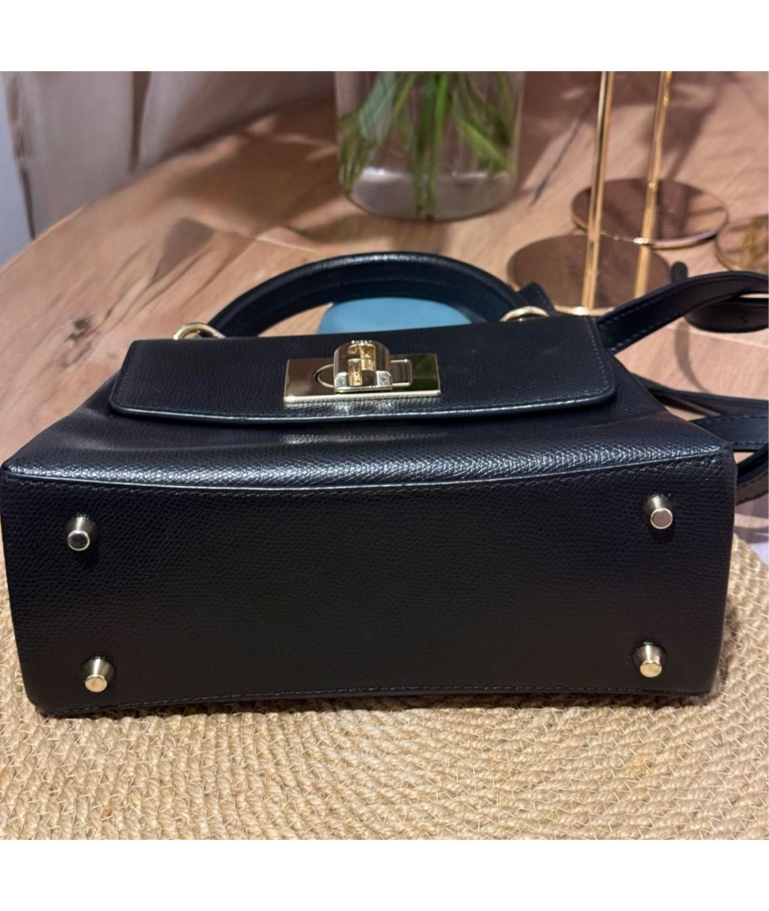 FURLA Черная кожаная сумка с короткими ручками, фото 6
