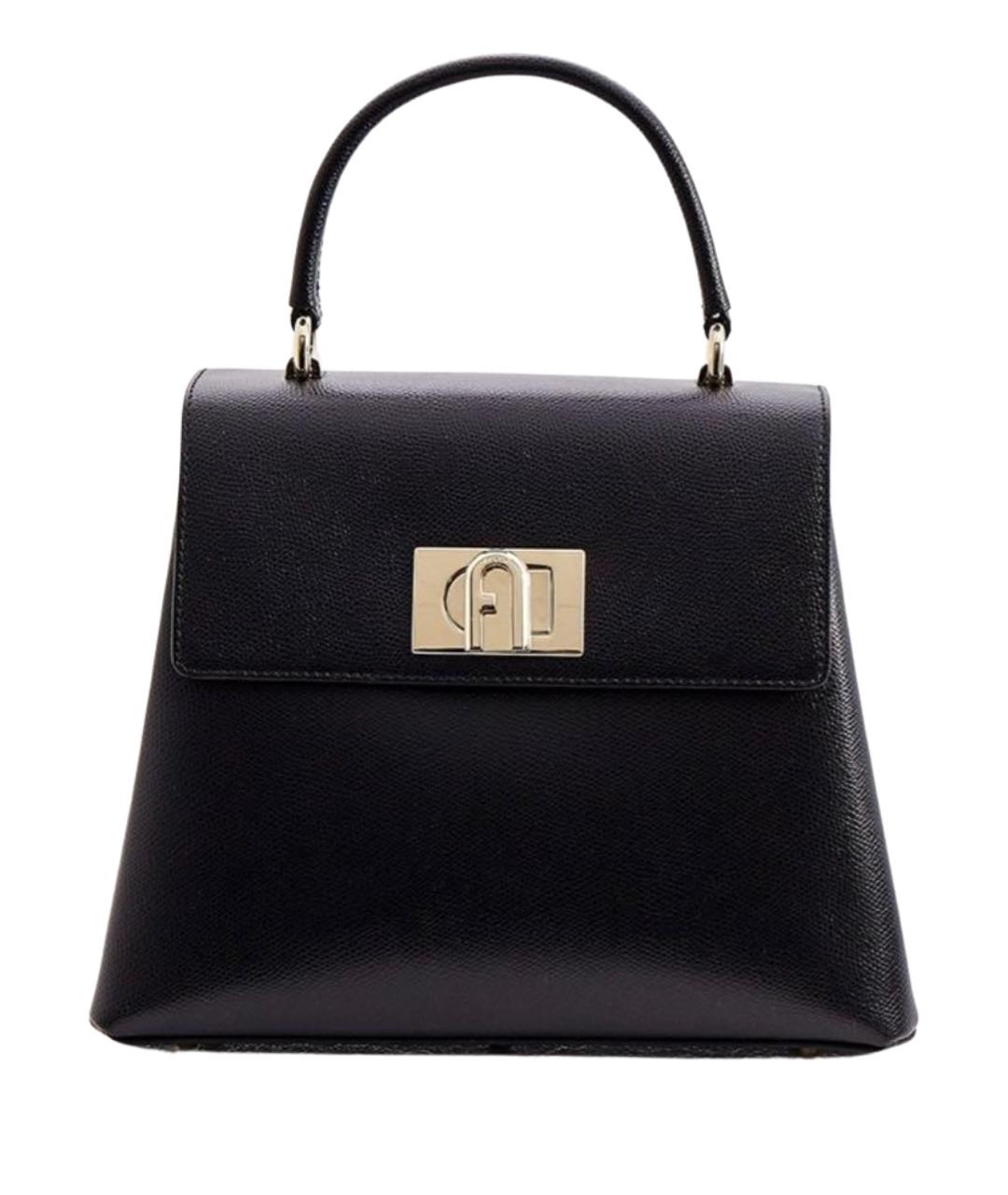 FURLA Черная кожаная сумка с короткими ручками, фото 1