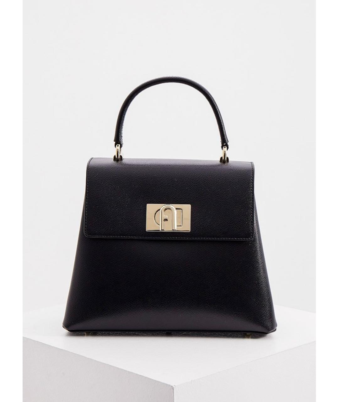 FURLA Черная кожаная сумка с короткими ручками, фото 8