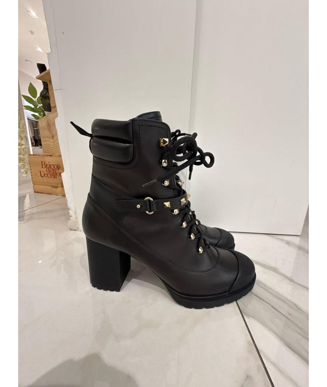 VALENTINO Черные кожаные ботильоны, фото 5