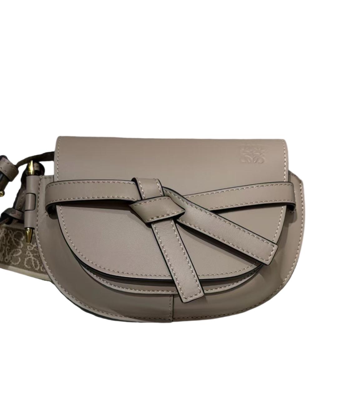 LOEWE Бежевая кожаная сумка через плечо, фото 4