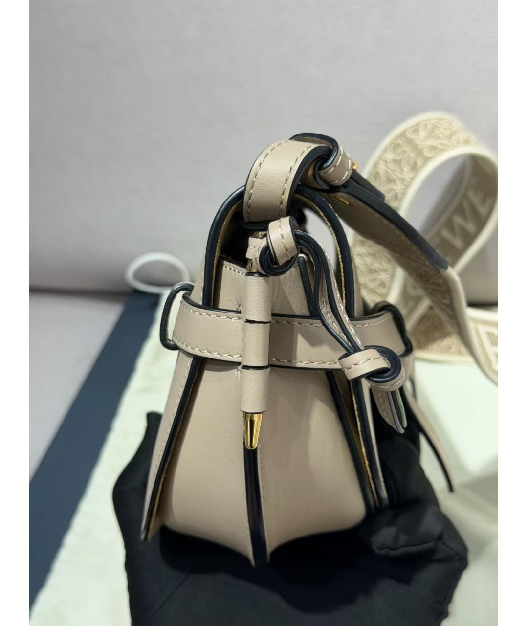LOEWE Бежевая кожаная сумка через плечо, фото 2